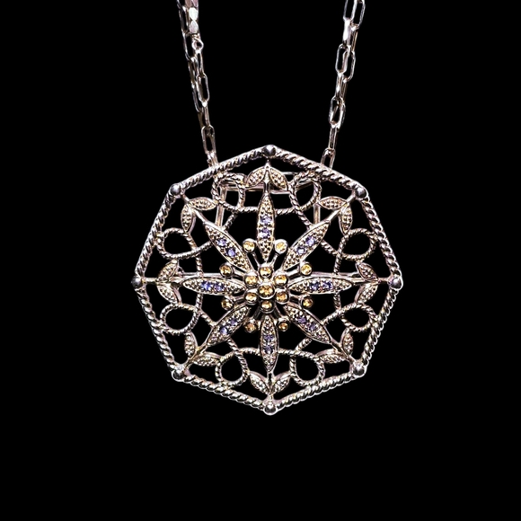 Vintage Edwardian pendant / brooch with gemstones in Sterling Silver - Picture 6 of 16